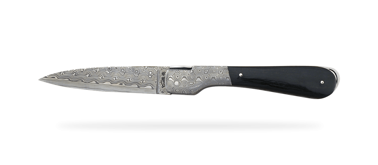 Corsican Sperone "Guilloché" Damascus Range Real ebony