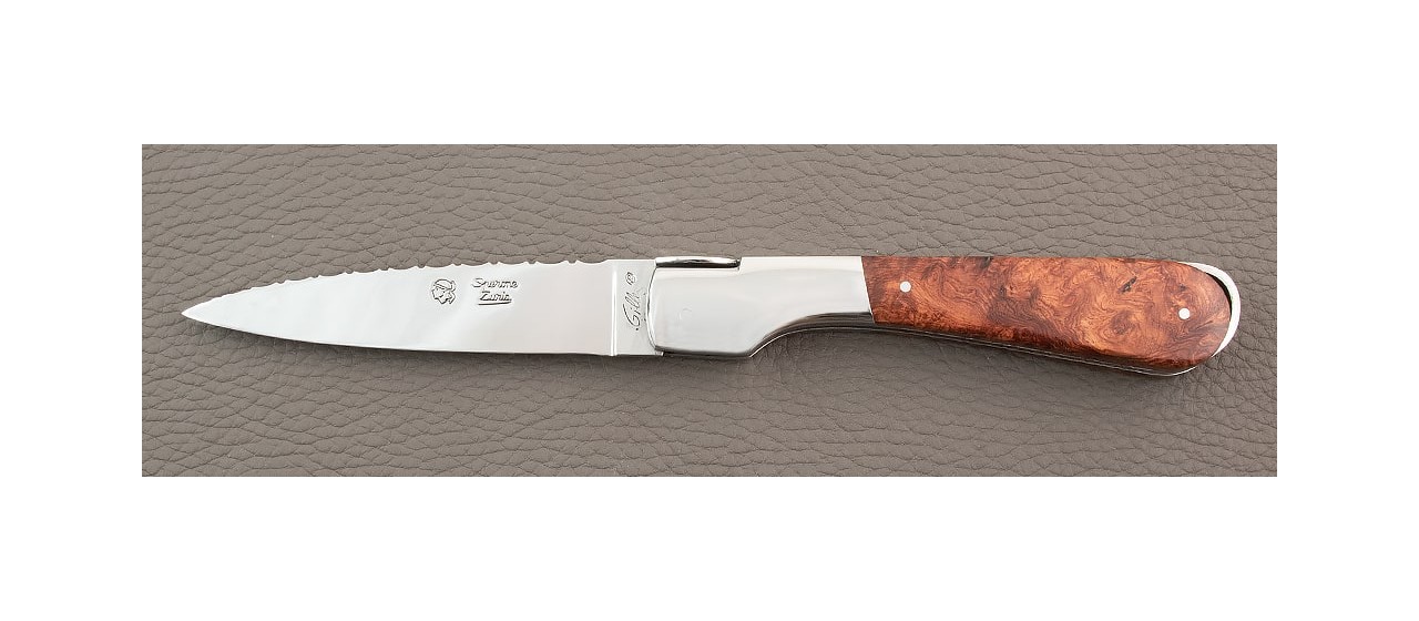 Corsical knife with Amboyna burl handle and stainess steel blade