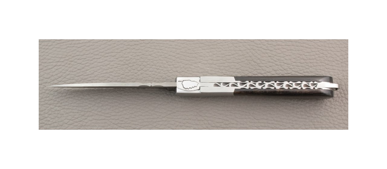 Couteau corse avec lame damas et manche en Ébène
