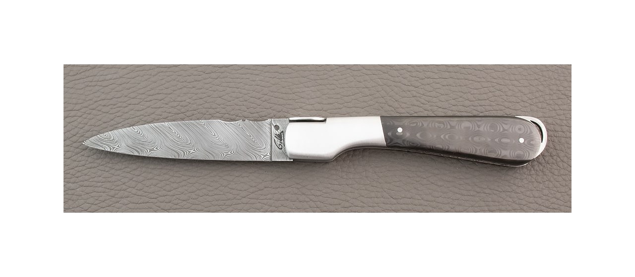 Corsican knife damascus blade and Fat Carbon Black Drop handle