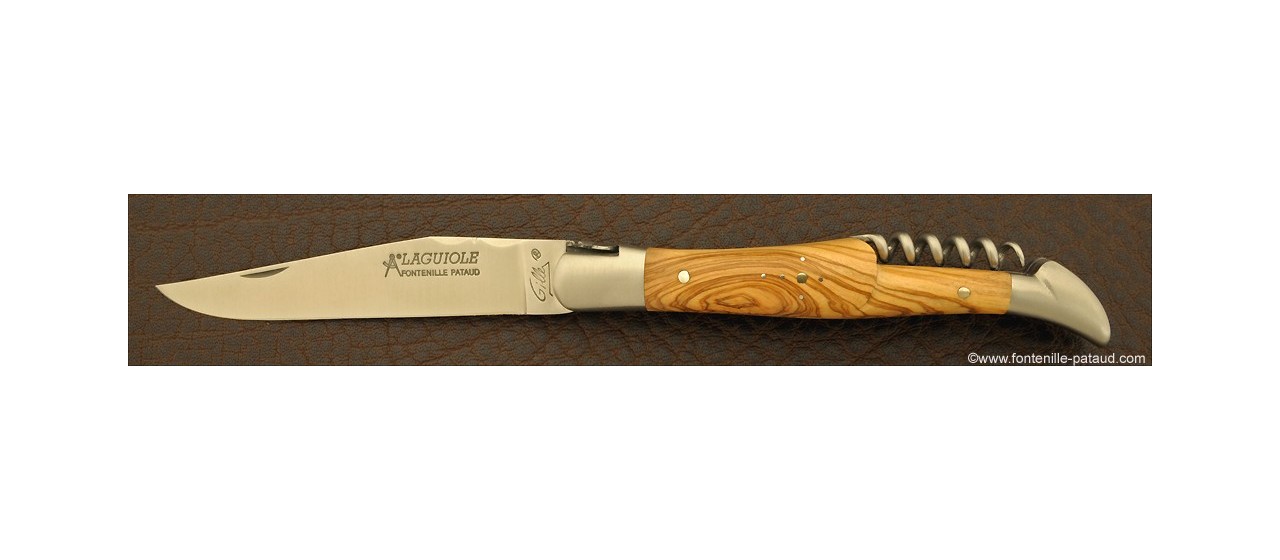 Couteau Laguiole Traditionnel 12 cm Classique avec Tire-Bouchon Olivier