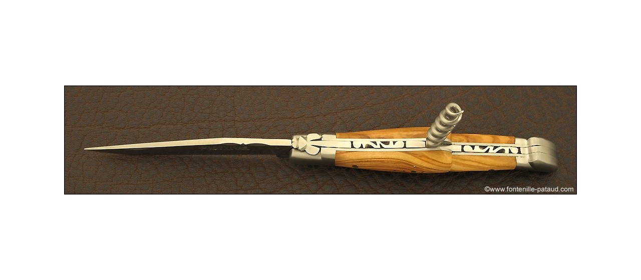 Couteau Laguiole Traditionnel 12 cm Classique avec Tire-Bouchon Olivier