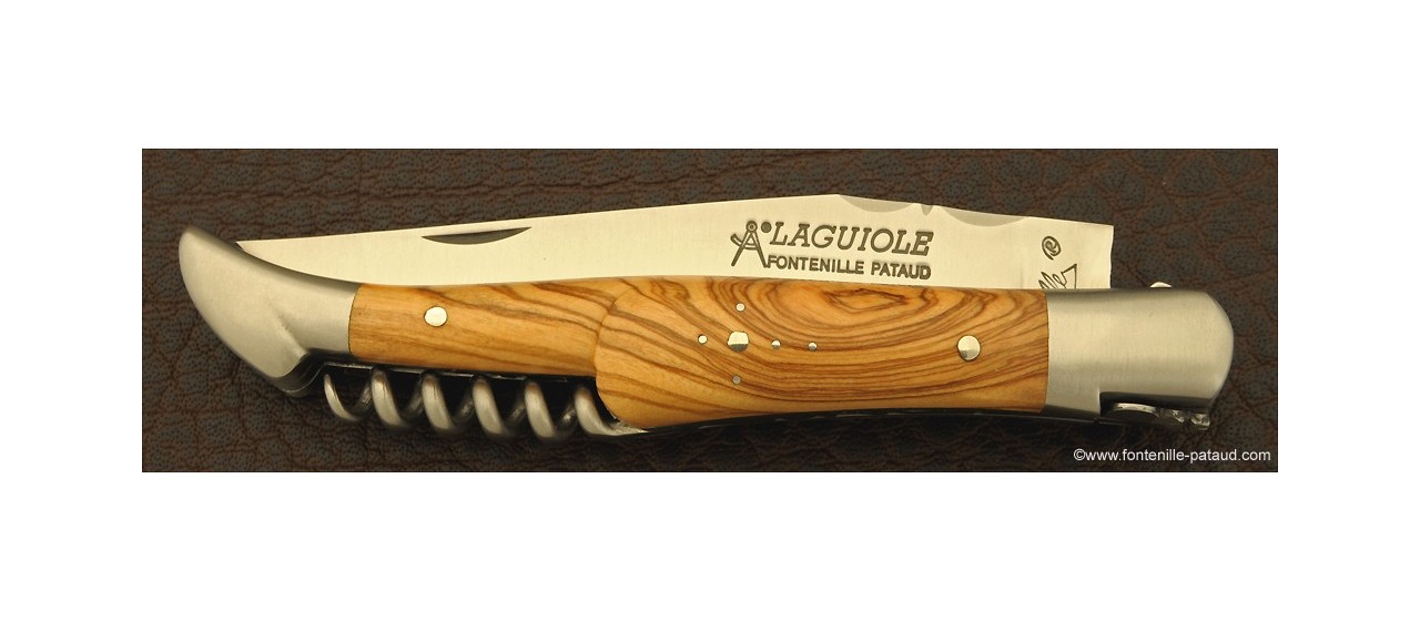 Couteau Laguiole Traditionnel 12 cm Classique avec Tire-Bouchon Olivier