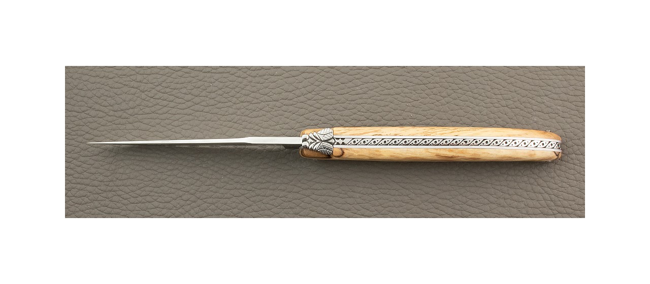 Couteau Laguiole Corolle plein manche Hêtre Stabilisé 12 cm création de Virgilio Muñoz