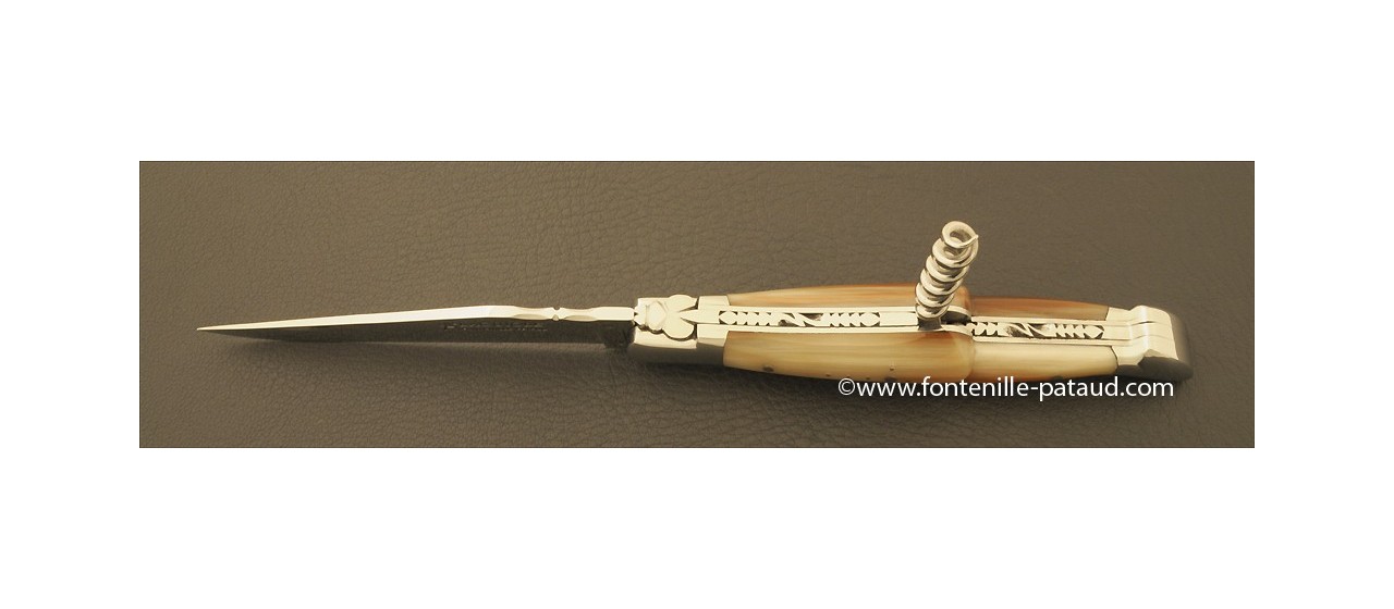 Couteau Laguiole Traditionnel 12 cm Classique avec Tire-Bouchon Pointe de corne