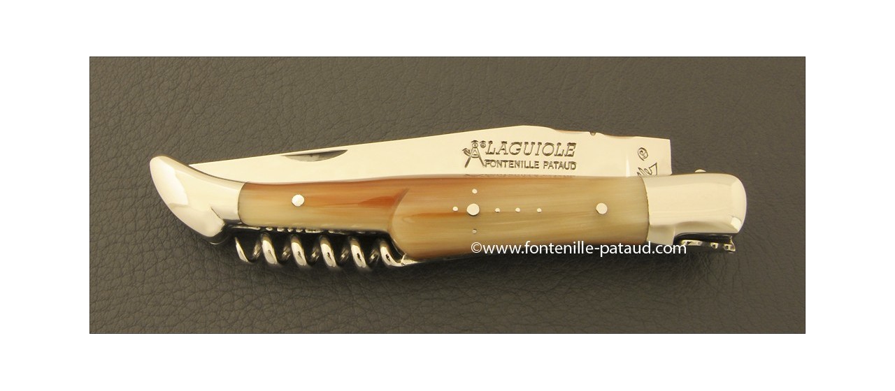 Couteau Laguiole Traditionnel 12 cm Classique avec Tire-Bouchon Pointe de corne