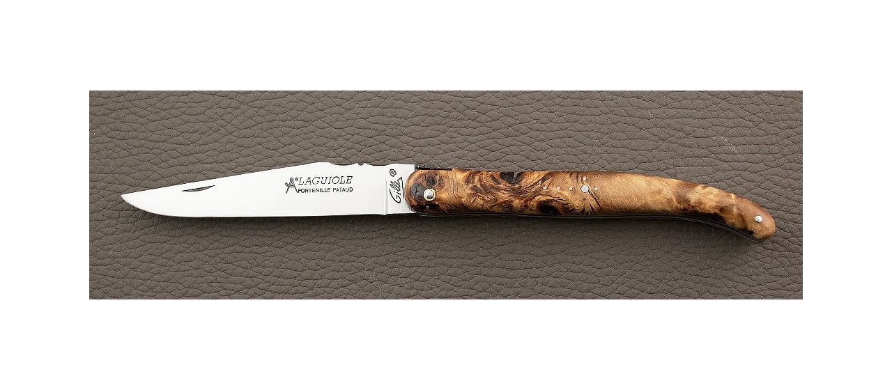Laguiole knife 12 cm Poplar Burl handle and traditional bee