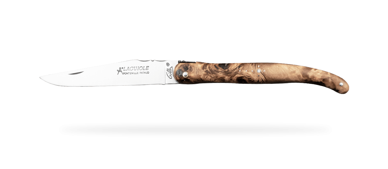 Laguiole knife 12 cm Poplar Burl handle and traditional bee