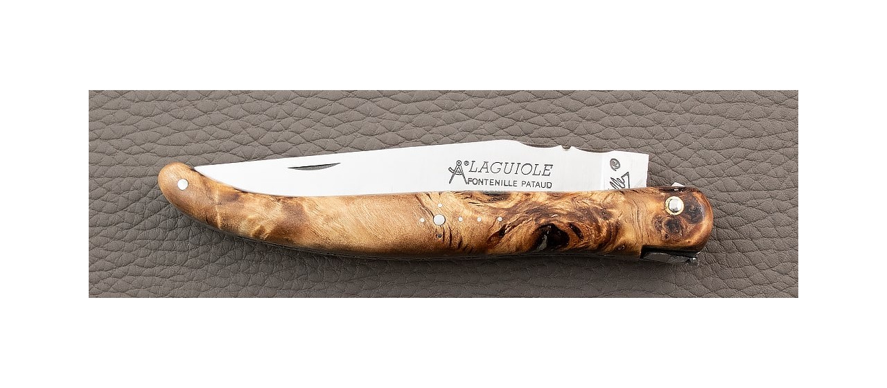 Laguiole knife 12 cm Poplar Burl handle and traditional bee