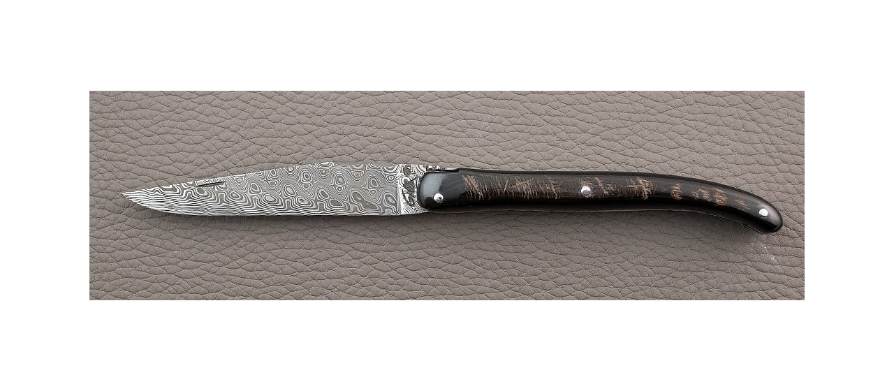 Laguiole Knife Traditional 11 cm Damascus range full handle Buffalo Bark