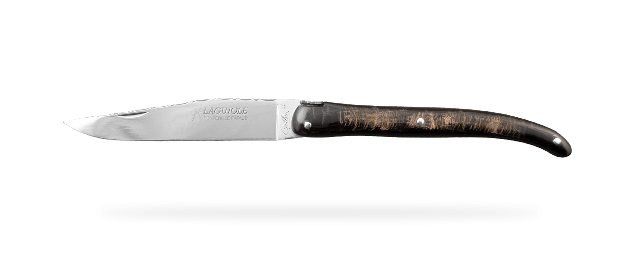 Laguiole Knife Traditional 11 cm Guilloche Range Full Handle Buffalo bark