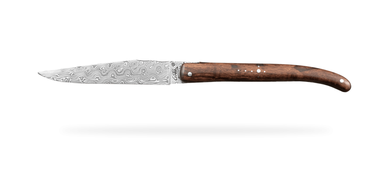Couteau Laguiole Traditionnel 11 cm Damas plein manche Bois de Fer