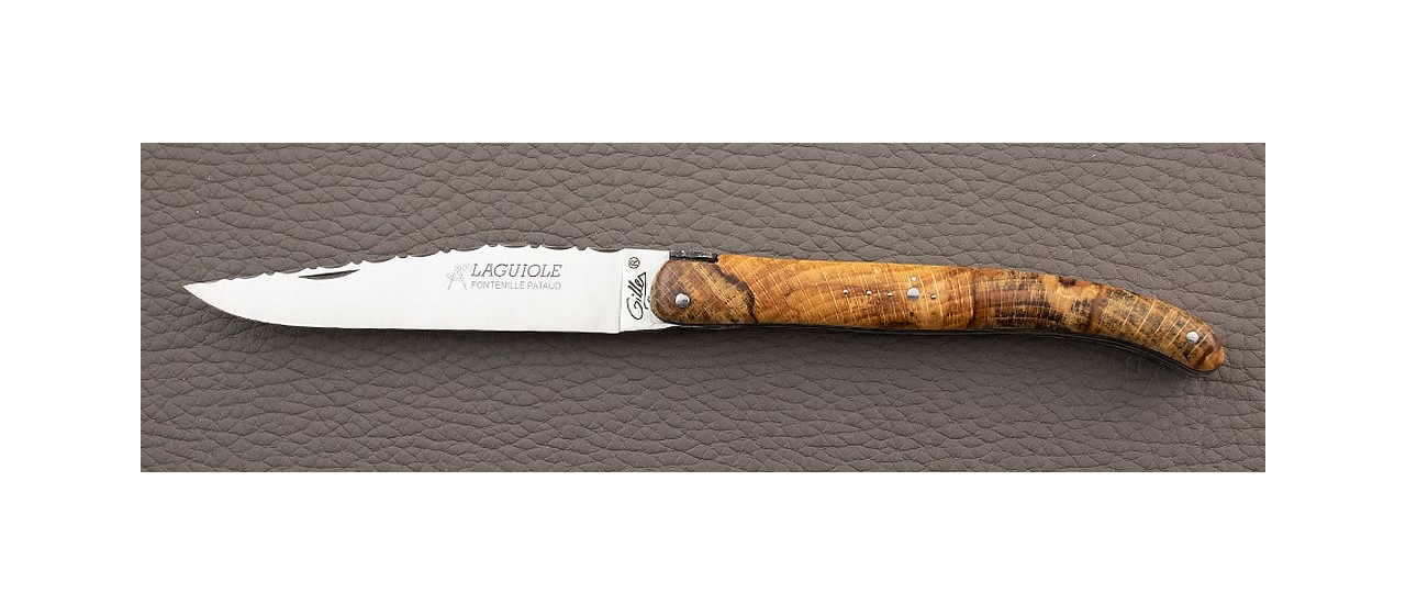 Laguiole Knife Traditional 11 cm Guilloche Range full Stabilized beech