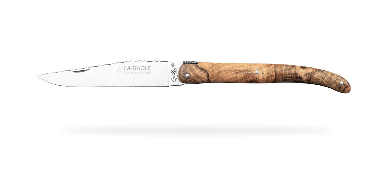 Laguiole Knife Traditional 11 cm Guilloche Range full Stabilized beech