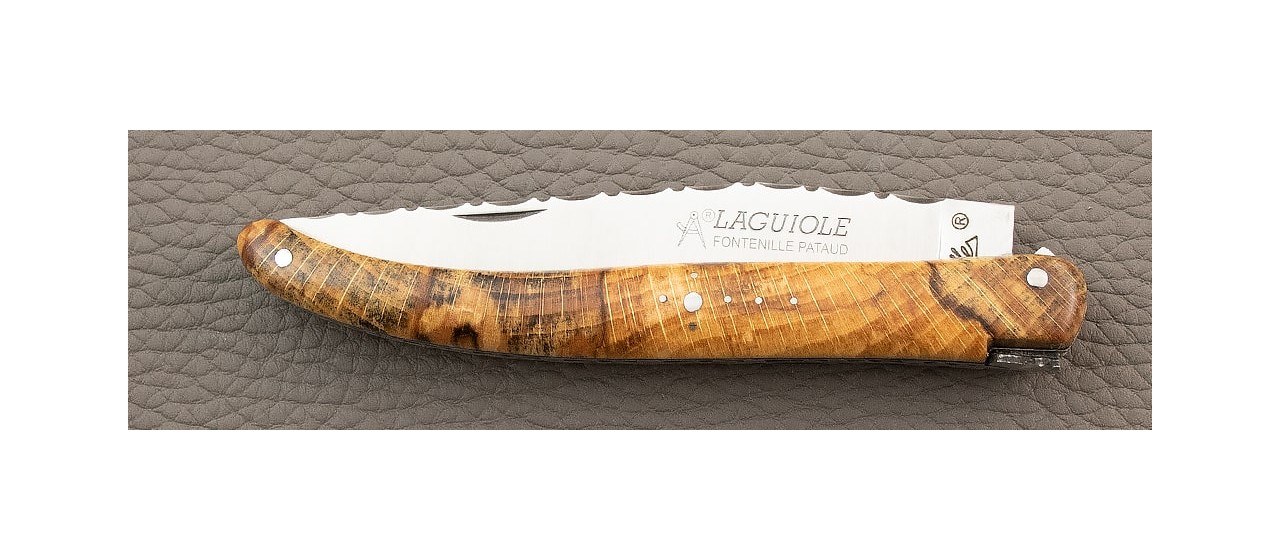 Laguiole Knife Traditional 11 cm Guilloche Range full Stabilized beech