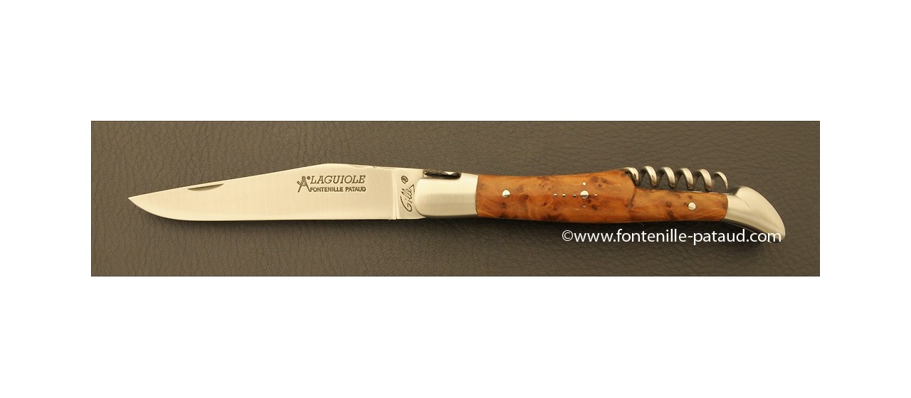 Couteau Laguiole Traditionnel 12 cm Classique avec Tire-Bouchon Thuya