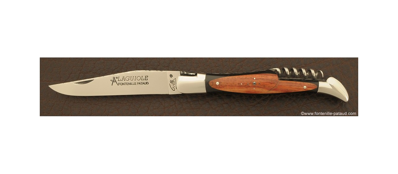 Laguiole Knife Picnic Guilloche Range Ebony & Rosewood marquetry