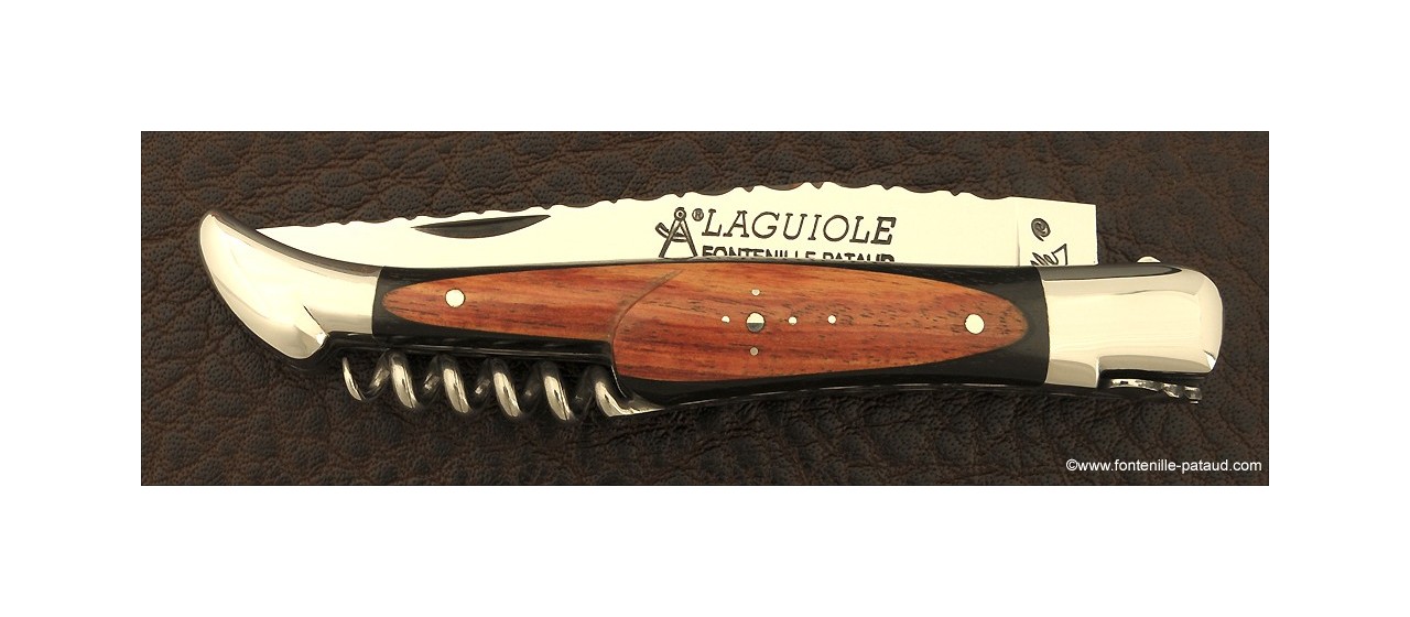 Laguiole Knife Picnic Guilloche Range Ebony & Rosewood marquetry