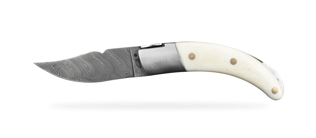 Corsican Rondinara knife damascus range real horn made in France
