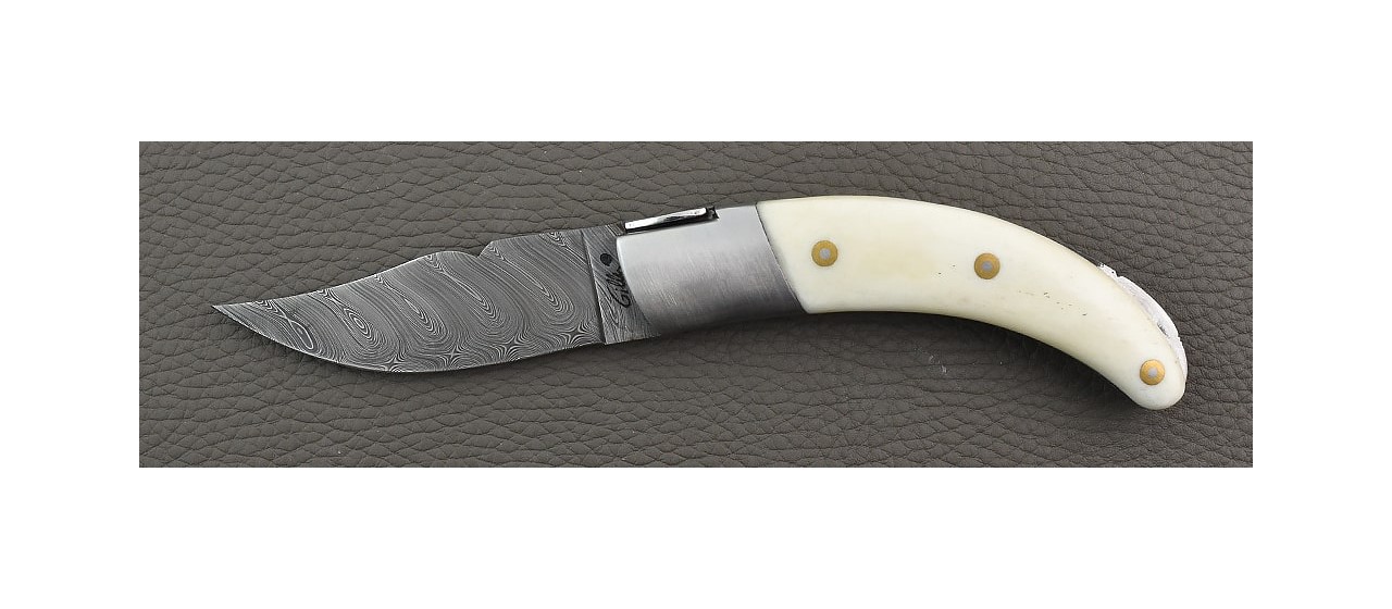 Corsican Rondinara knife damascus range real horn made in France