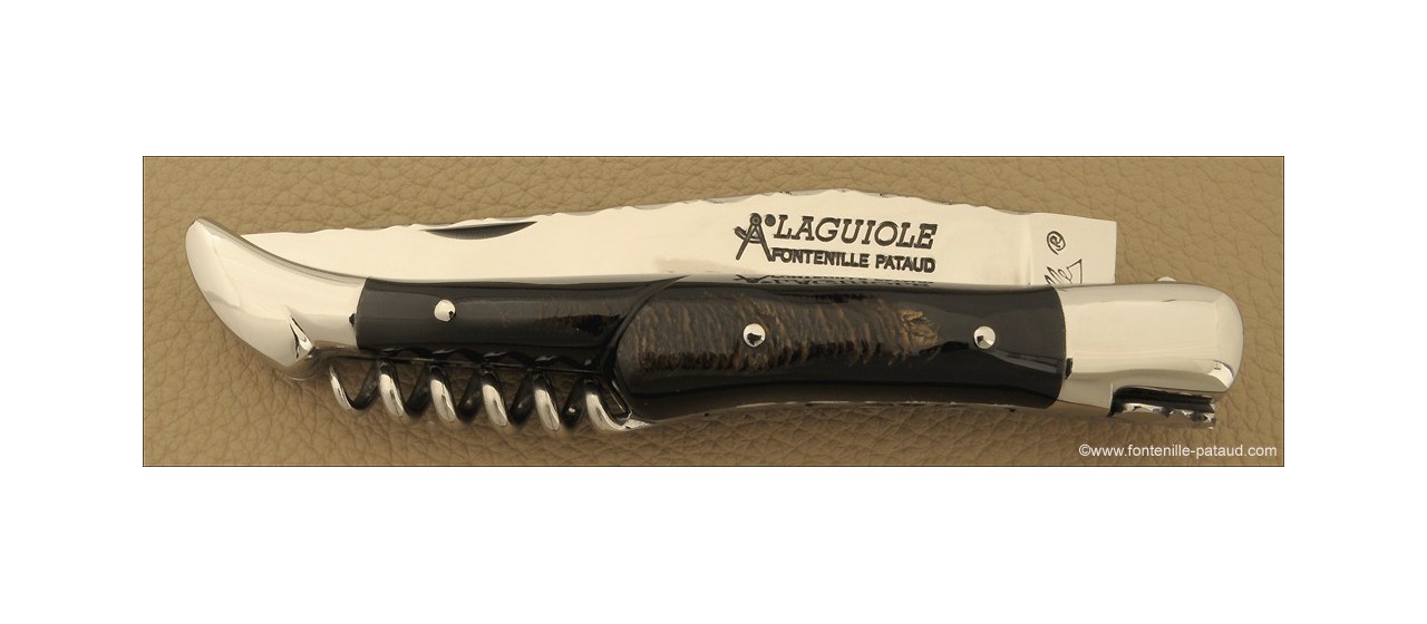 Laguiole Knife Picnic Guilloche Range Buffalo bark horn