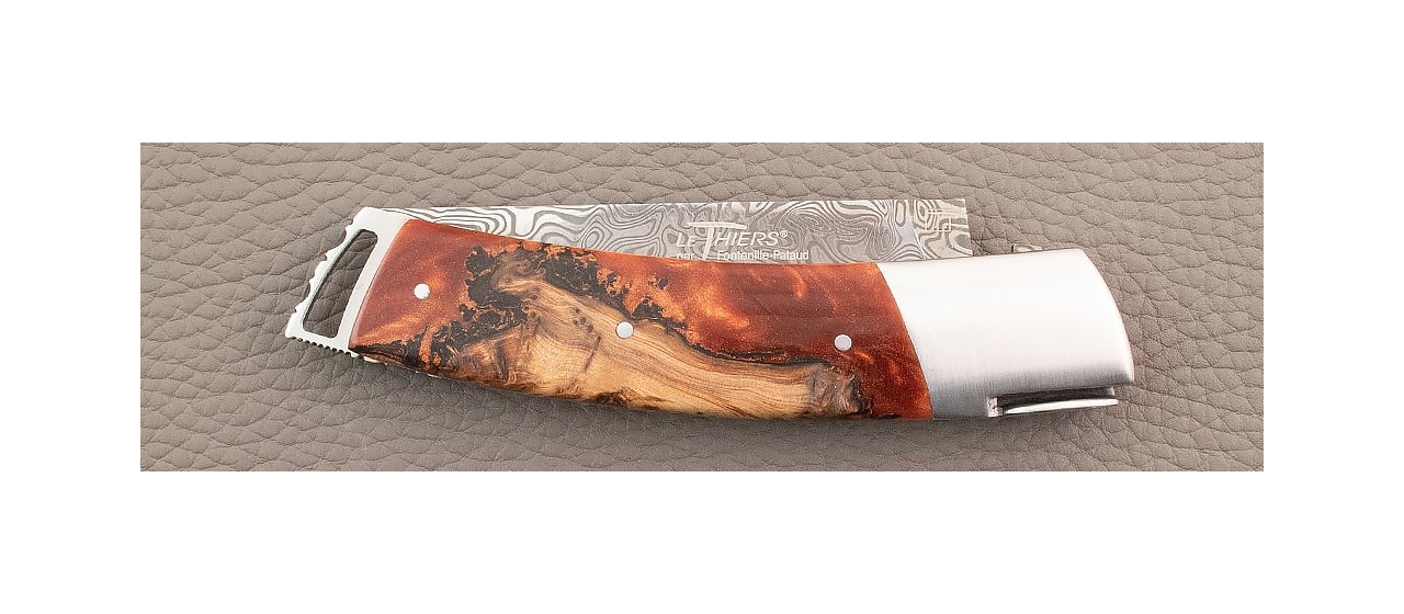 Le Thiers ® Gentleman knife Damascus Hybrid Best Juniper burl from southern France