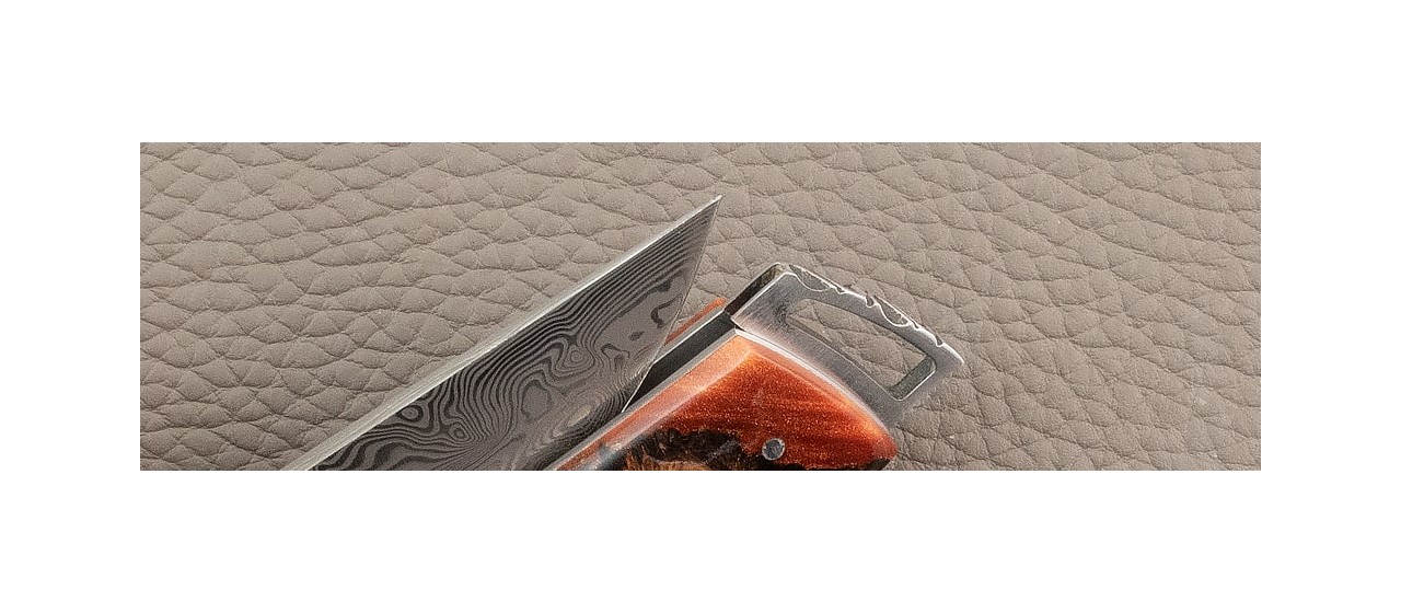 Le Thiers ® Gentleman knife Damascus Hybrid Best Juniper burl from southern France