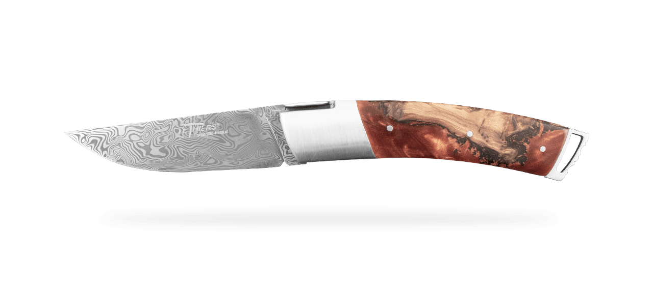 Le Thiers ® Gentleman knife Damascus Hybrid Best Juniper burl from southern France