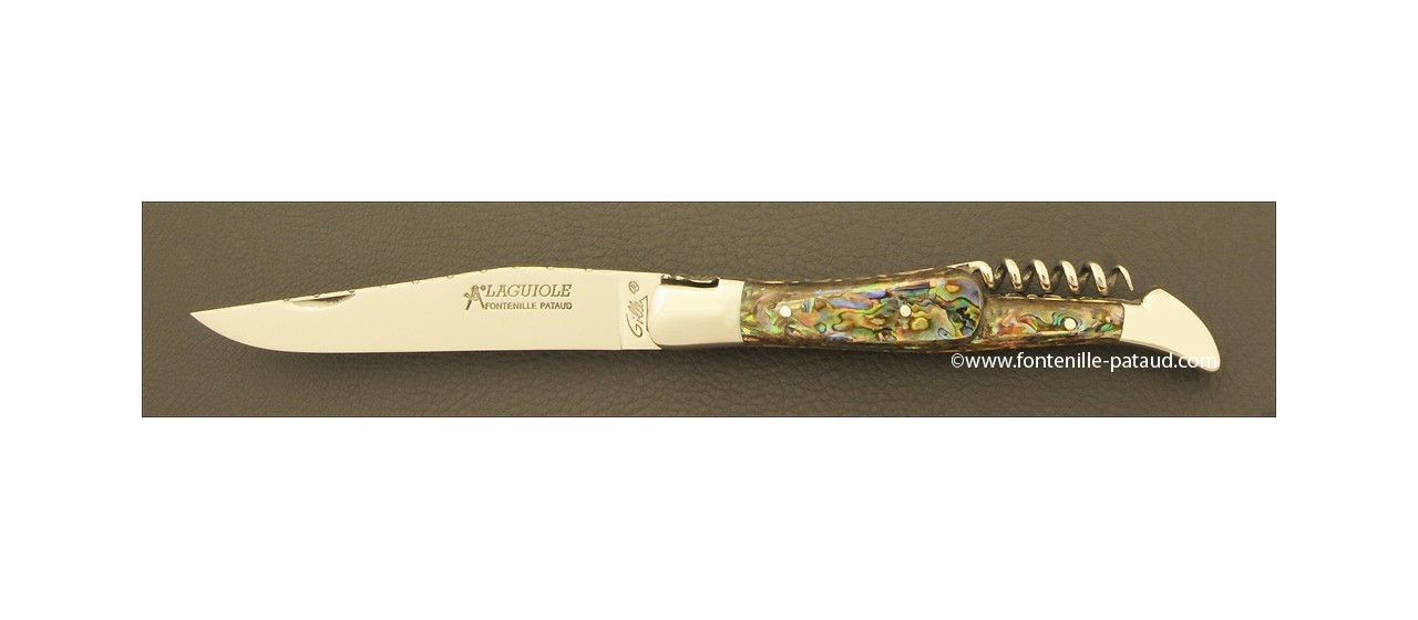 Laguiole Knife Picnic Guilloche Range Mother of pearl
