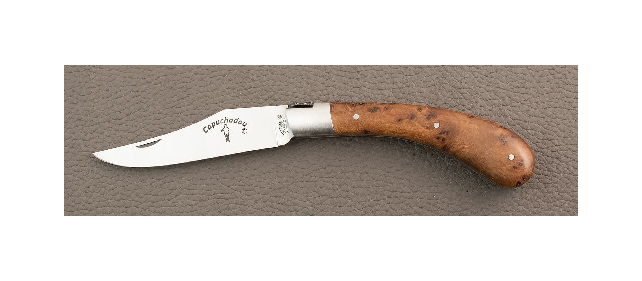 "Le Capuchadou" 12 cm hand made knife, Thuya burl handle