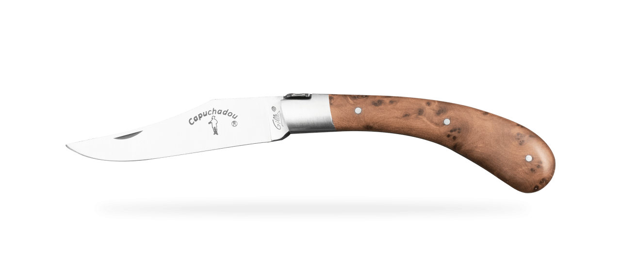 "Le Capuchadou®" 12 cm hand made knife, Thuya burl