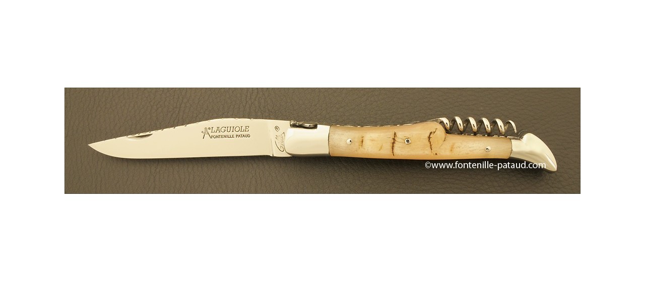 Couteau Laguiole Traditionnel 12 cm Guilloche avec Tire-Bouchon Belier