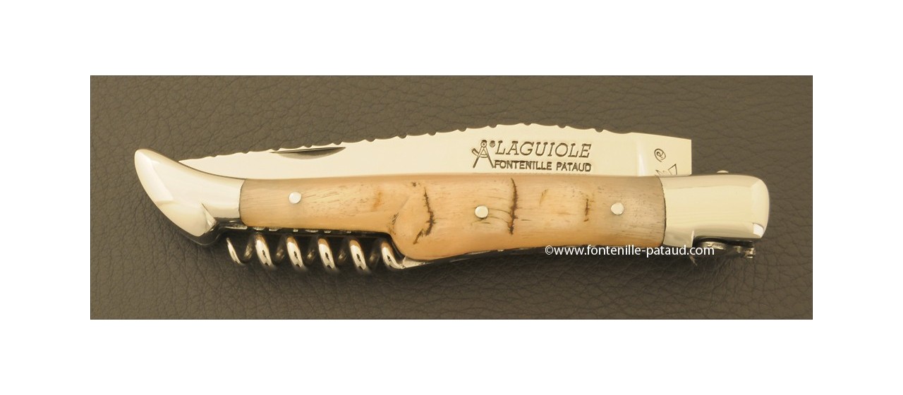 Couteau Laguiole Traditionnel 12 cm Guilloche avec Tire-Bouchon Belier