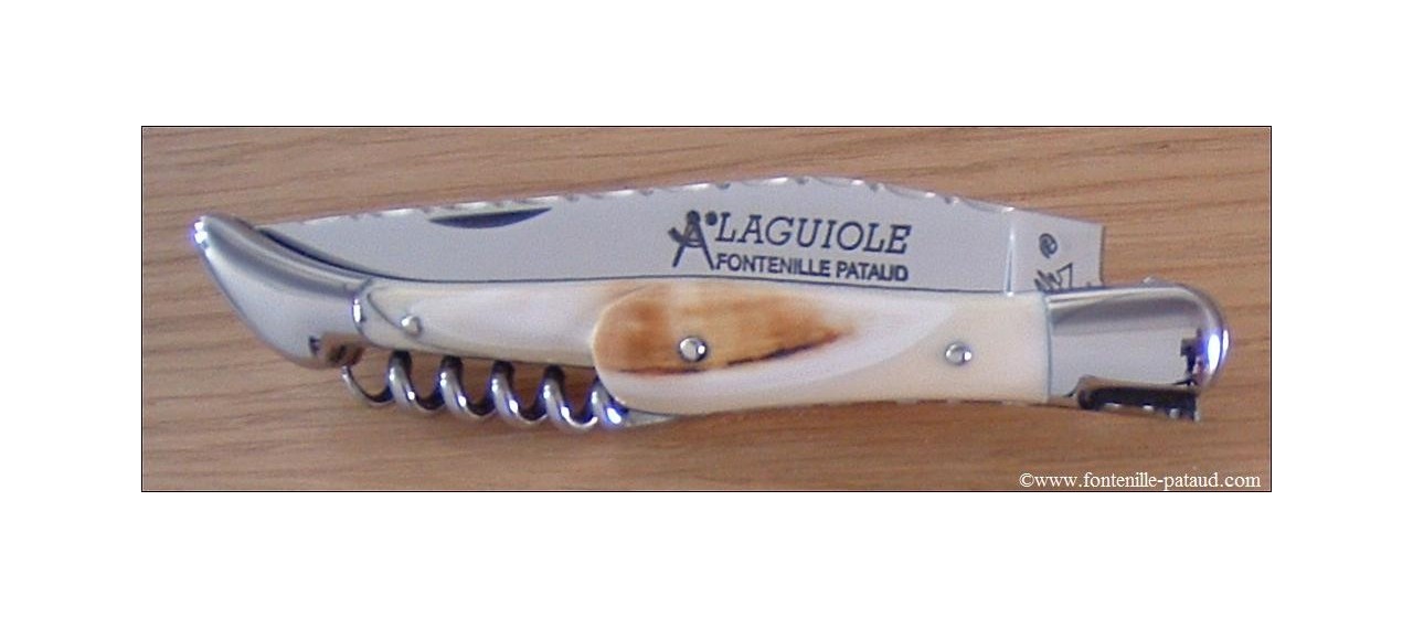 Couteau Laguiole Traditionnel 12 cm Guilloche avec Tire-Bouchon Phacochere