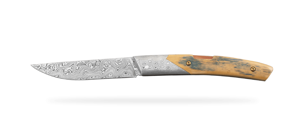 Le Thiers® Advance Damascus Blue mammoth ivory & Delicate file work