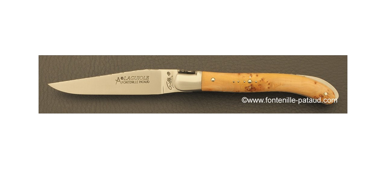 Laguiole Knife XS Guilloche Range Juniper Burl 