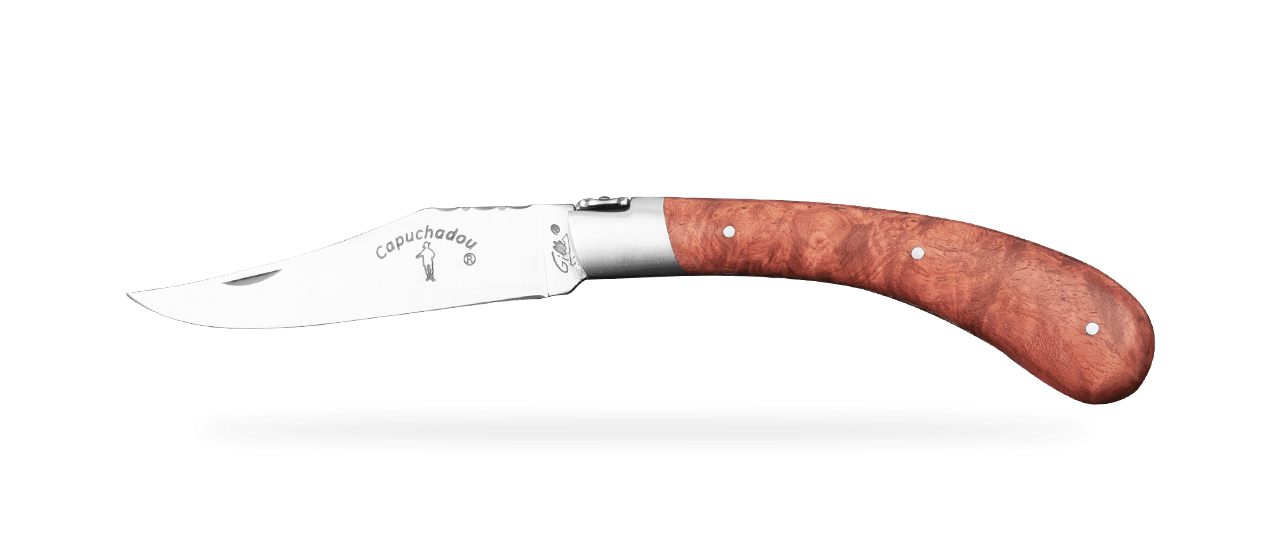 "Le Capuchadou®-Guilloché" 12 cm handmade knife, Amboyna burl