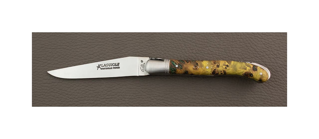 Laguiole Knife Nature Classic Range Stabilized Green poplar burl