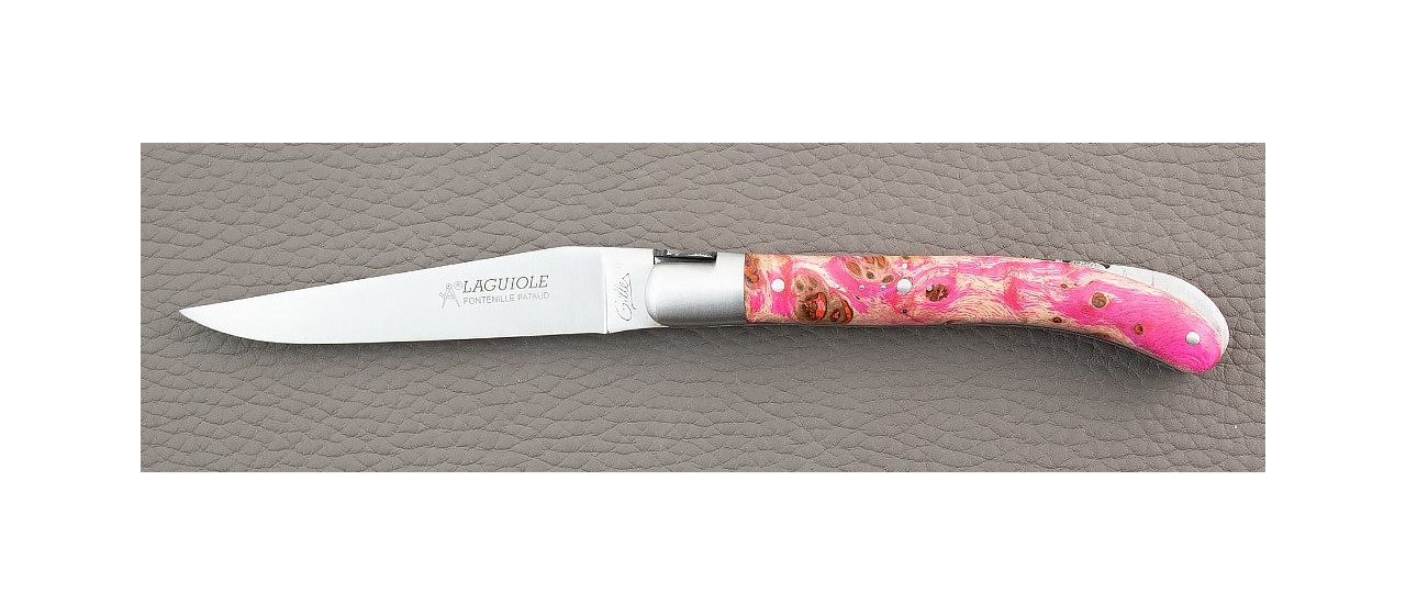 Couteau Laguiole Le Pocket Classique Loupe de Peuplier Rose