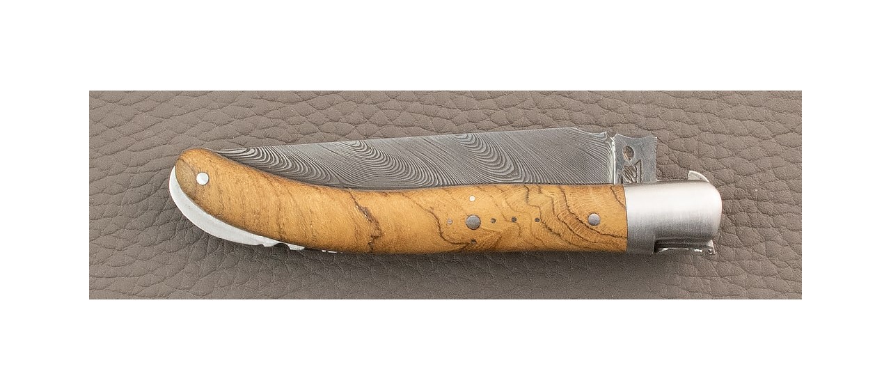 French laguiole knife le pocket damascus Teak burl