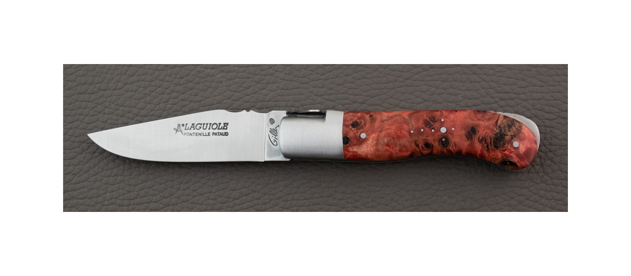 Couteau Laguiole Gentleman Classique en loupe de peuplier teintée rouge