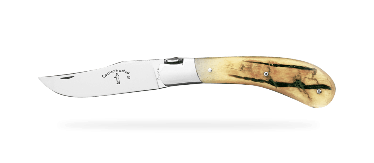 "Le Capuchadou®-Guilloché" 10 cm handmade knife, Ram horn