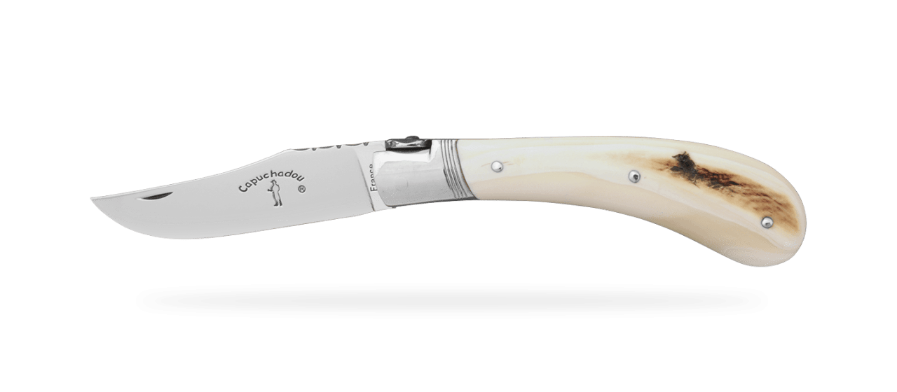 "Le Capuchadou®-Guilloché" 10 cm handmade knife, warthog ivory