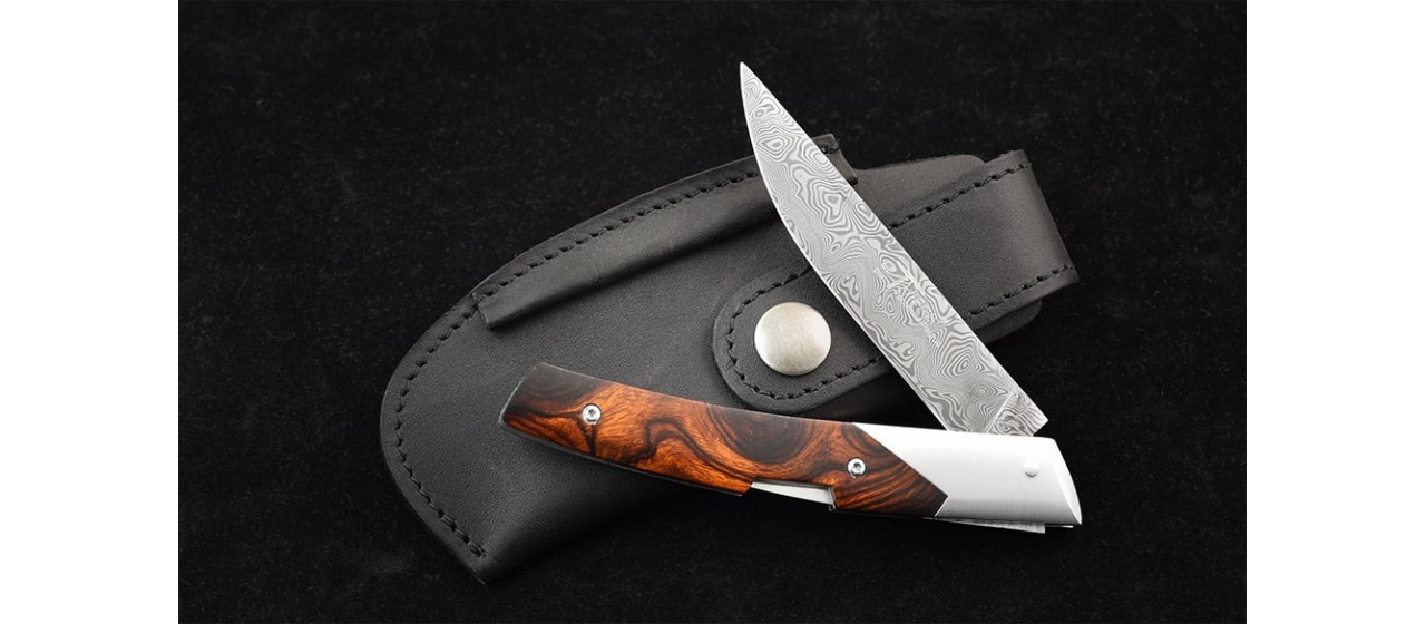 Couteau Le Thiers® Advance en bois de fer avec lame Damas fabriqué en France par Fontenille Pataud