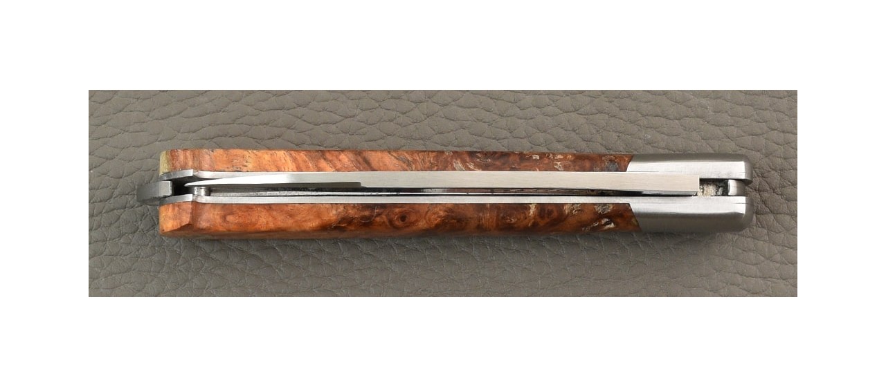 Le 5 Coqs knife Amboyna burl hand made in France