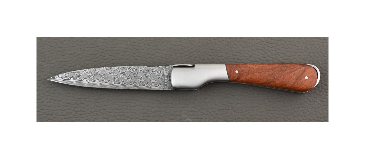 Handmade Corsican Sperone knife Damascus Range Amboyna burl