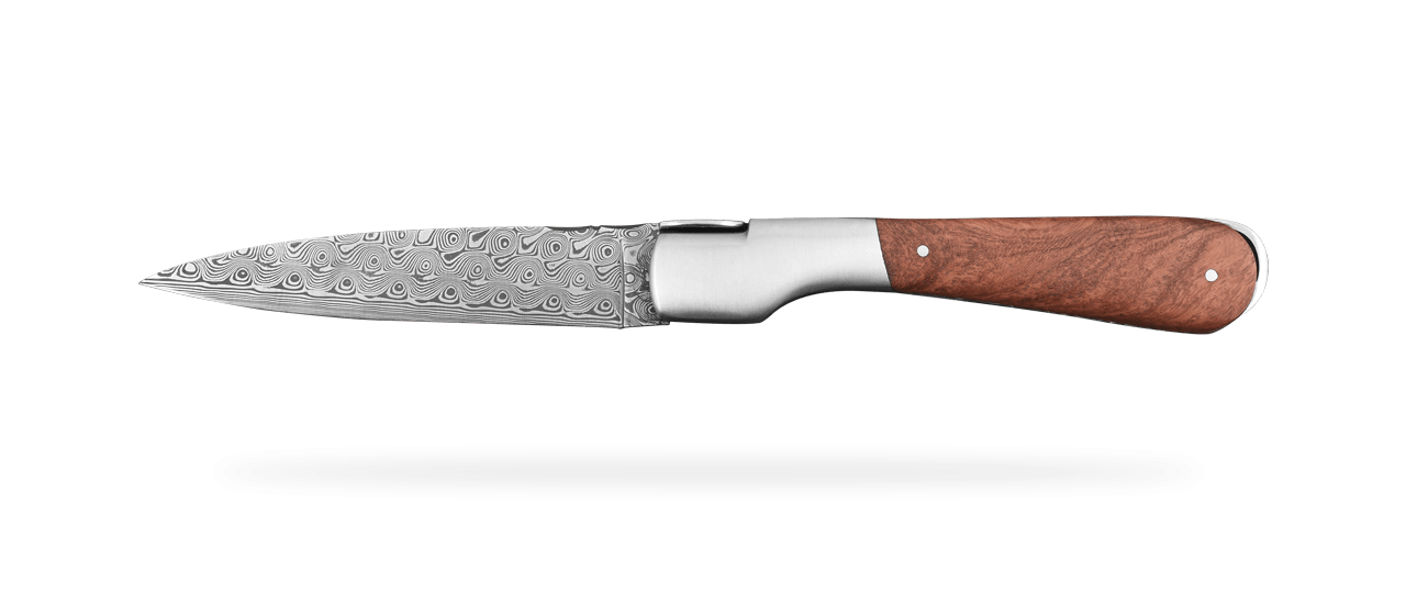 Handmade Corsican Sperone knife Damascus Range Amboyna burl