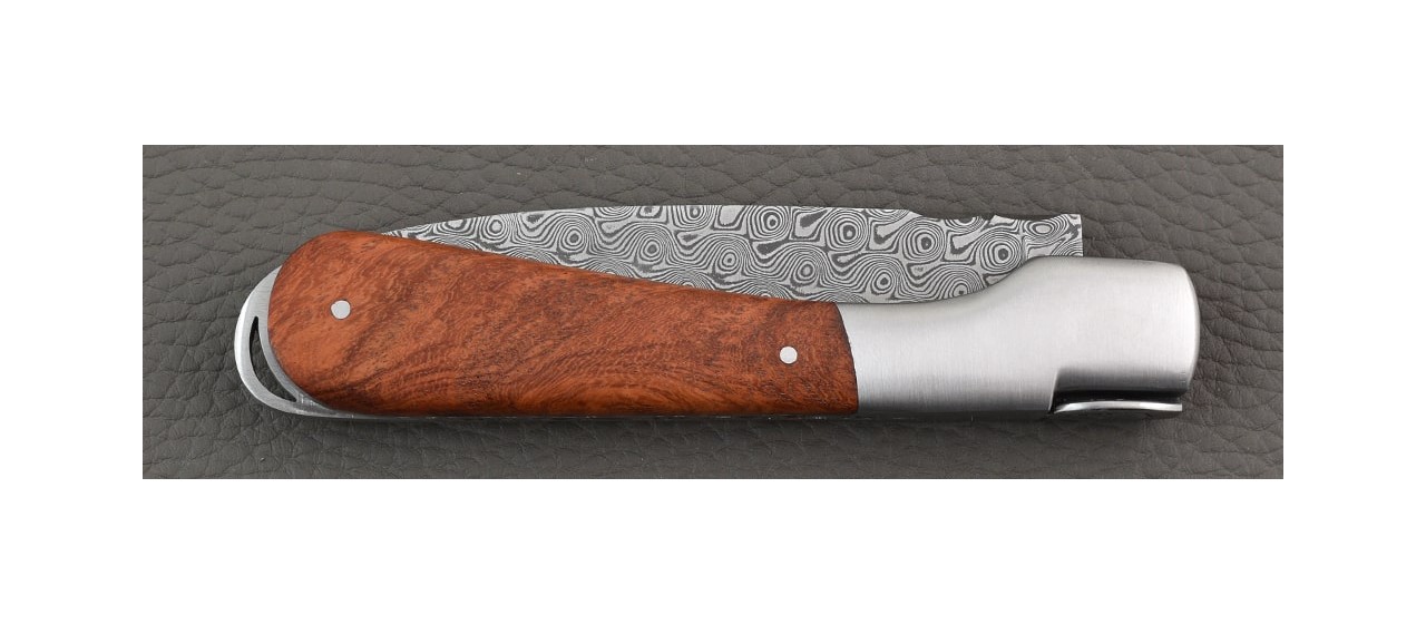 Handmade Corsican Sperone knife Damascus Range Amboyna burl