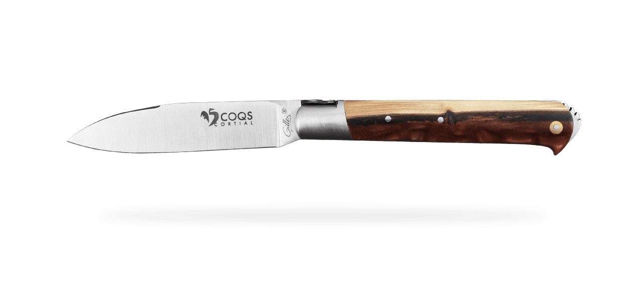 Le 5 Coqs knife Hybrid Juniper Burl hand made in France