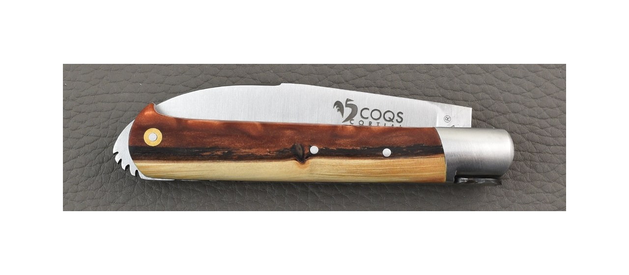 Le 5 Coqs knife Hybrid Juniper Burl hand made in France